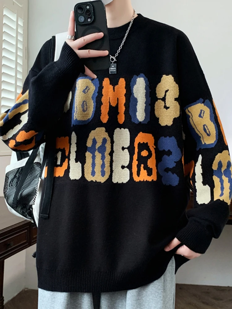 

Men's Knitted Sweater Letter Embroidery round Ne Pullover Base irt Warm Autumn Winter Faion Brand Soft Comfortable Nucleus