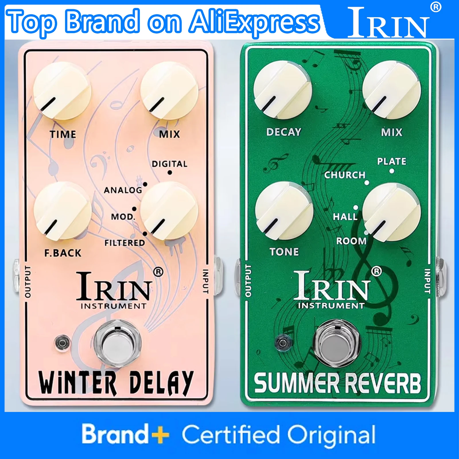 IRIN تأثير الغيتار الدواسات الصيف عكس/تأخير الشتاء مع سجادة ضد الإنزلاق سلسلة أداة الغيتار دواسة تأثير أجزاء الملحقات