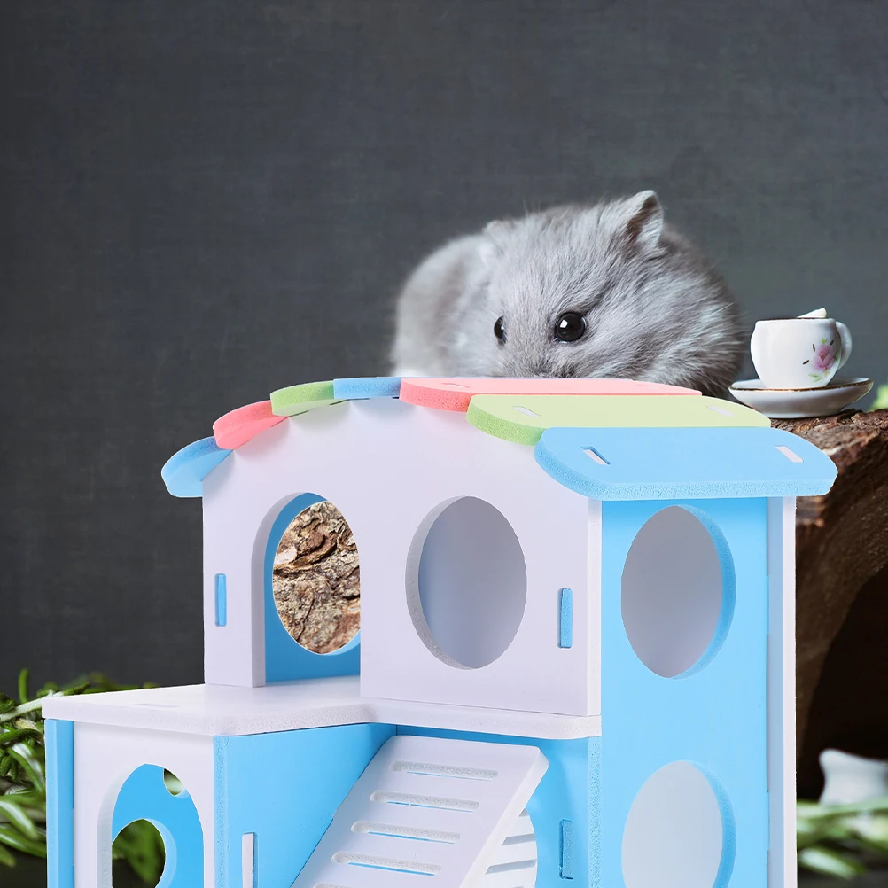

2 Pcs Hamster House Hideoutt Double-layer Cage Accessories Hideouts Cozy Running