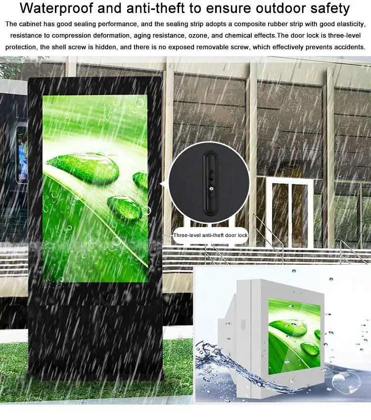Outdoor IP65 Waterproof Capacitive Touch LCD Advertising Totem, Floor Stand Bracket Digital TV Display