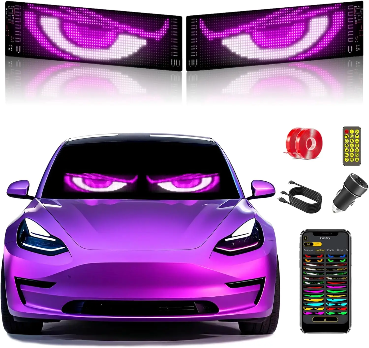 

Devil Eyes Light for Cars (2Pack)15x4 Inches Dual LED Eyes for Car Windshield,App/Remote Control for Sedans,SUV,Medium Trucks