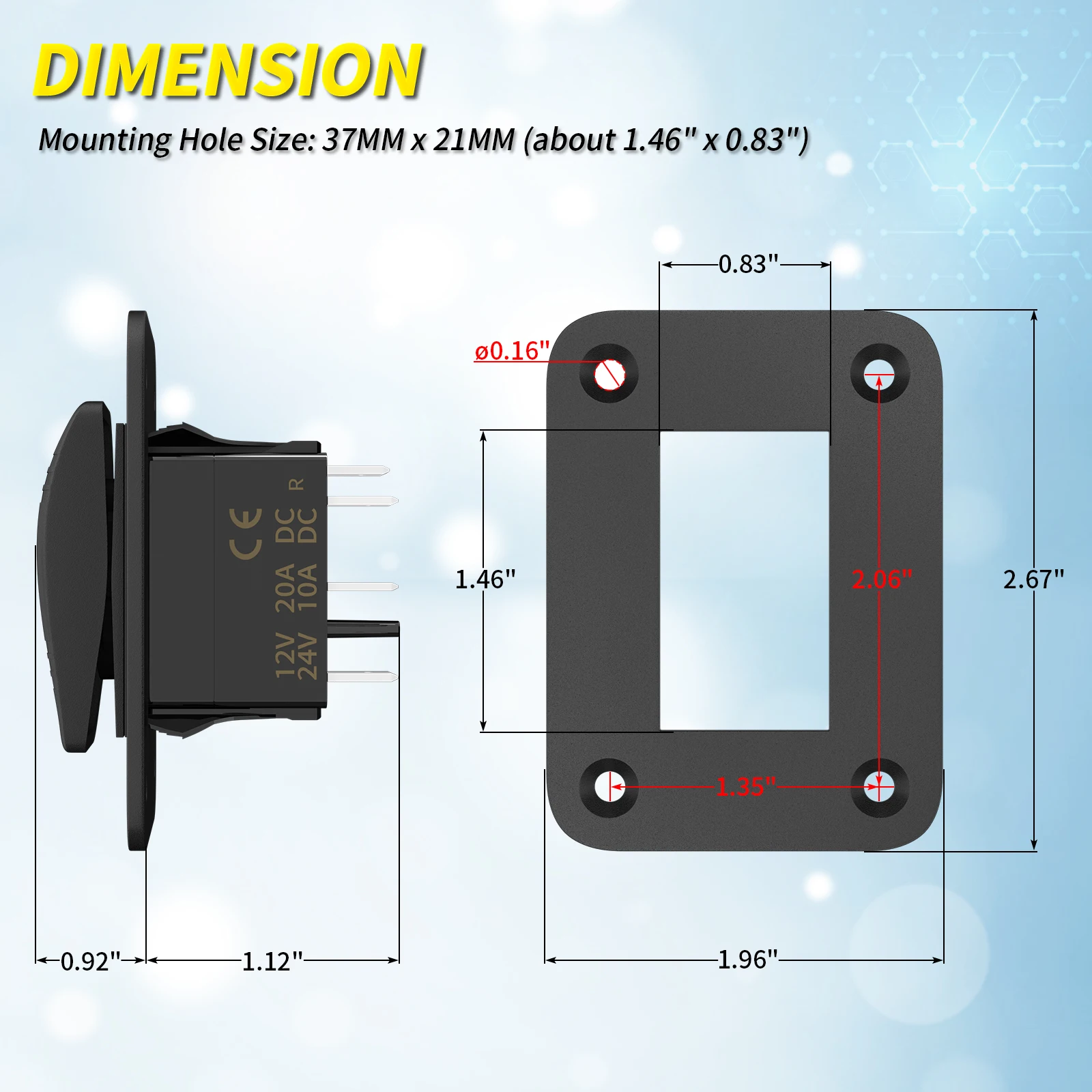 DaierTek 3 Way Bilge Pump Rocker Switch Waterproof 12V 24V 4Pin 20A SPDT Auto/Off/Manual Bilge Pump Switch Panel with LED Light