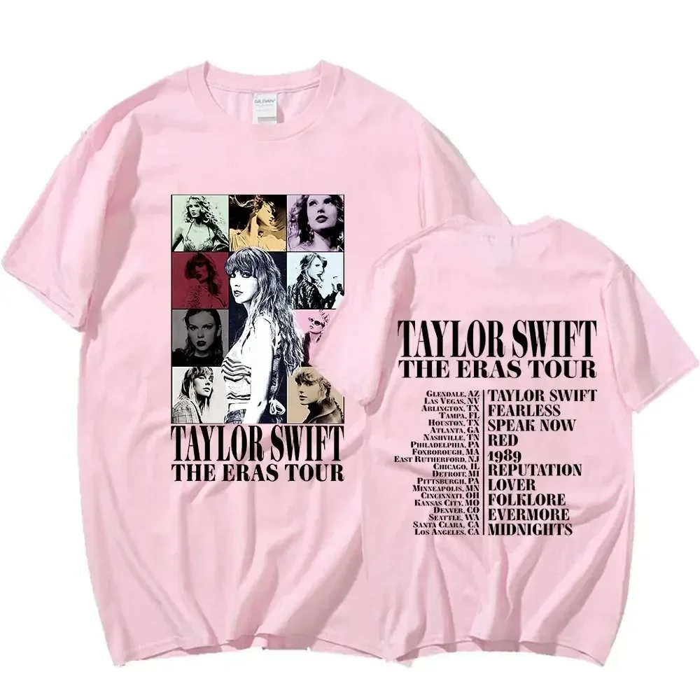 2024 Taylor The Eras Tour World Tour Shirt Women\'s Aesthetic Short Sleeve Cotton T-Shirt Fashion Harajuku Oversized T-Shirt Top