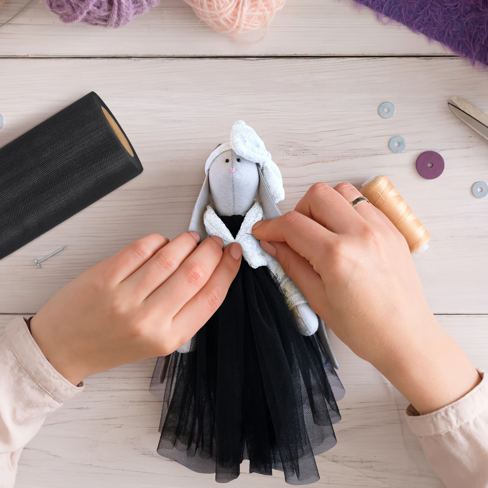 

22M*15Cm Black Roll Wedding Decoration Diy Craft Party Supplies Banquet Decor Tulle For Floral Arrangement Doorway Decoration