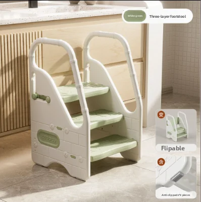 Imagen 5: Mesa de lavado para niños de dos/tres capas, taburete de escalada, taburete para lavar las manos para bebés, antideslizante y estable