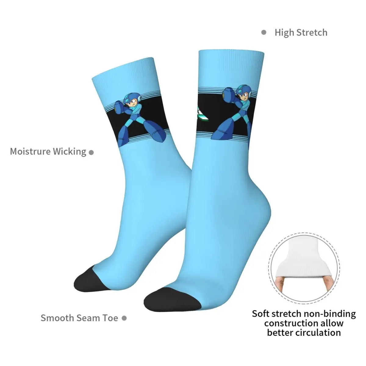 Megaman Videospiel Mega Man Socken Harajuku Superweiche Strümpfe Ganzjahres-Langsocken Zubehör für Unisex-Weihnachtsgeschenke