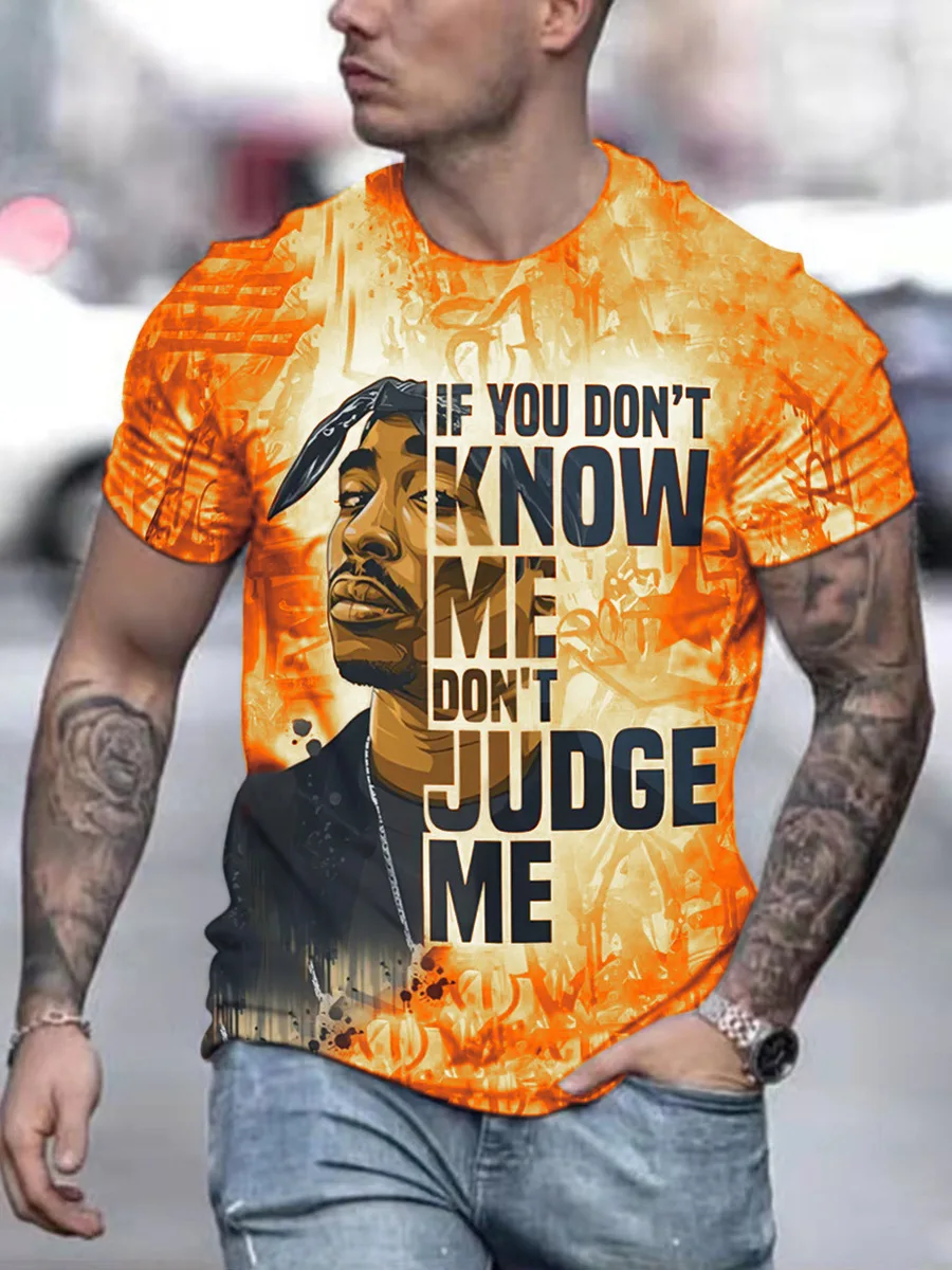 

Street trend hip-hop short sleeved 3D digital printed graphic custom loose casual short sleeved T-shirt for men