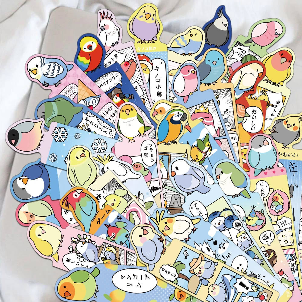 

30PCS Parrot Comics High Beauty Creative Bookmarks Ins Style Niche Novels Calligraphy and Painting Books Label Cards