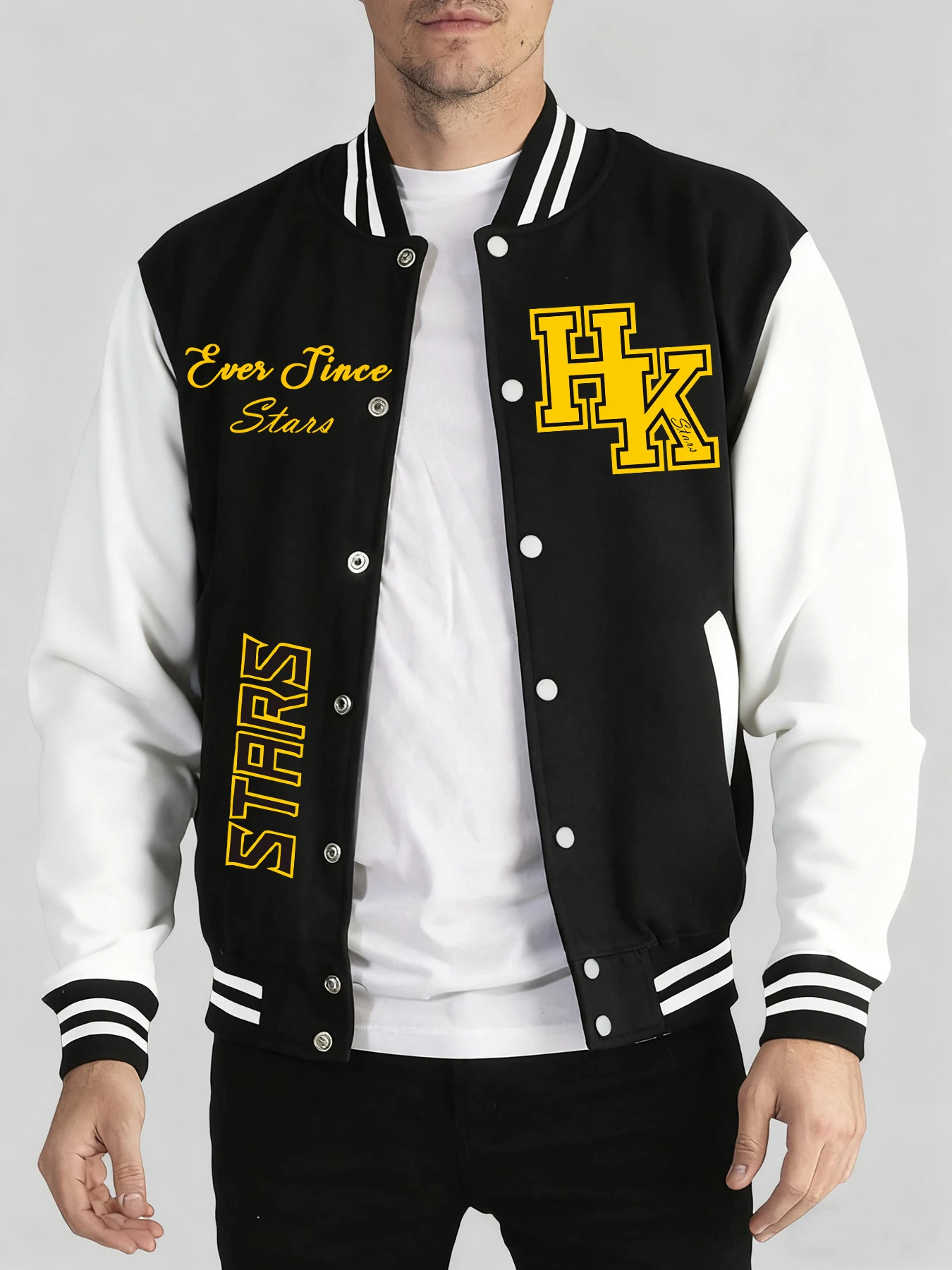 

Ever Since Stars Art Letter Print Street Veste Man Спортивная теплая куртка Модная свободная одежда Осень Зима Повседневная бейсбольная майка