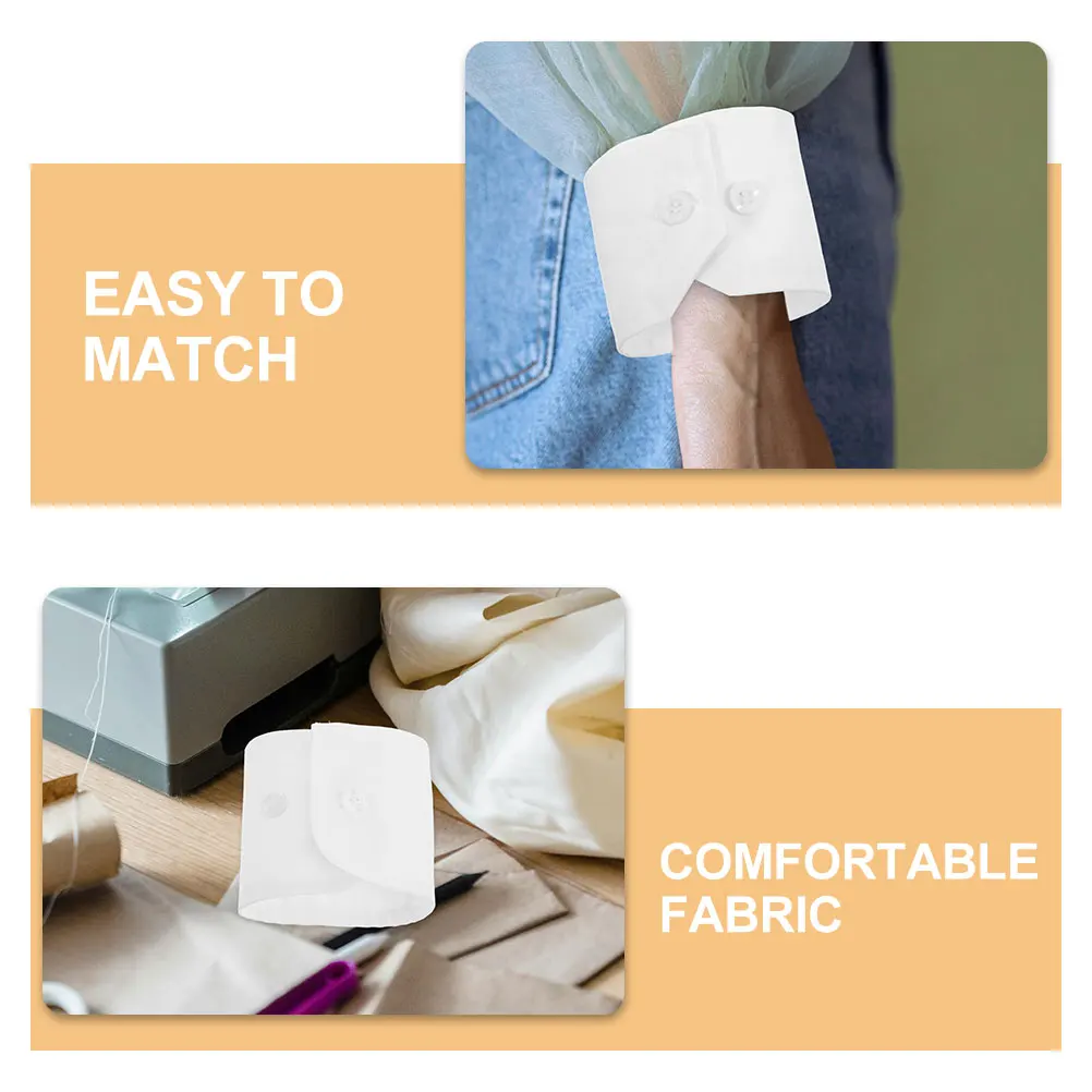 الأصفاد كم وهمية للنساء انفصال قميص المعصم الأصفاد القطن مطوي زر إغلاق بلوزة اكسسوارات الأكمام اليد ل