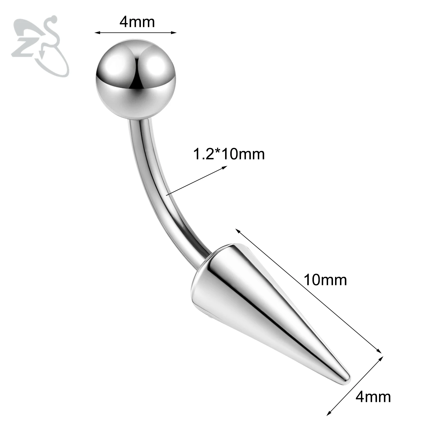 16G Stainless Steel Spike Eyebrow Ring, Unisex