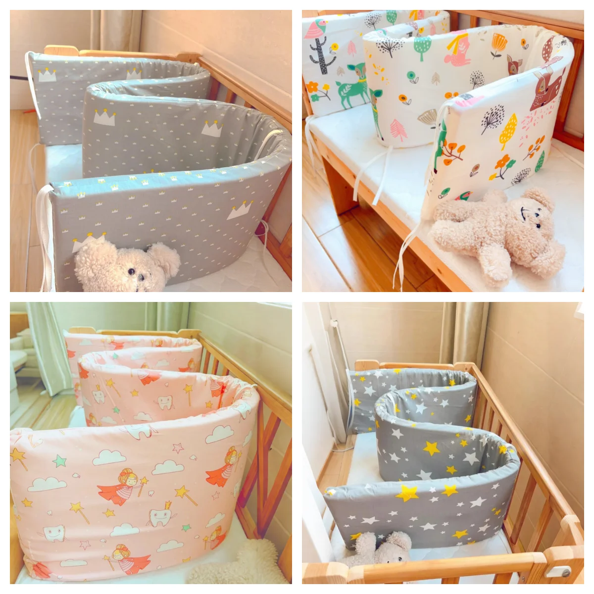 Baby Bed Bumper Nordic Star Baby Crib Anti-collision Pad Zipper Design One-piece Crib Bedding Protection Pad Pillow Gift