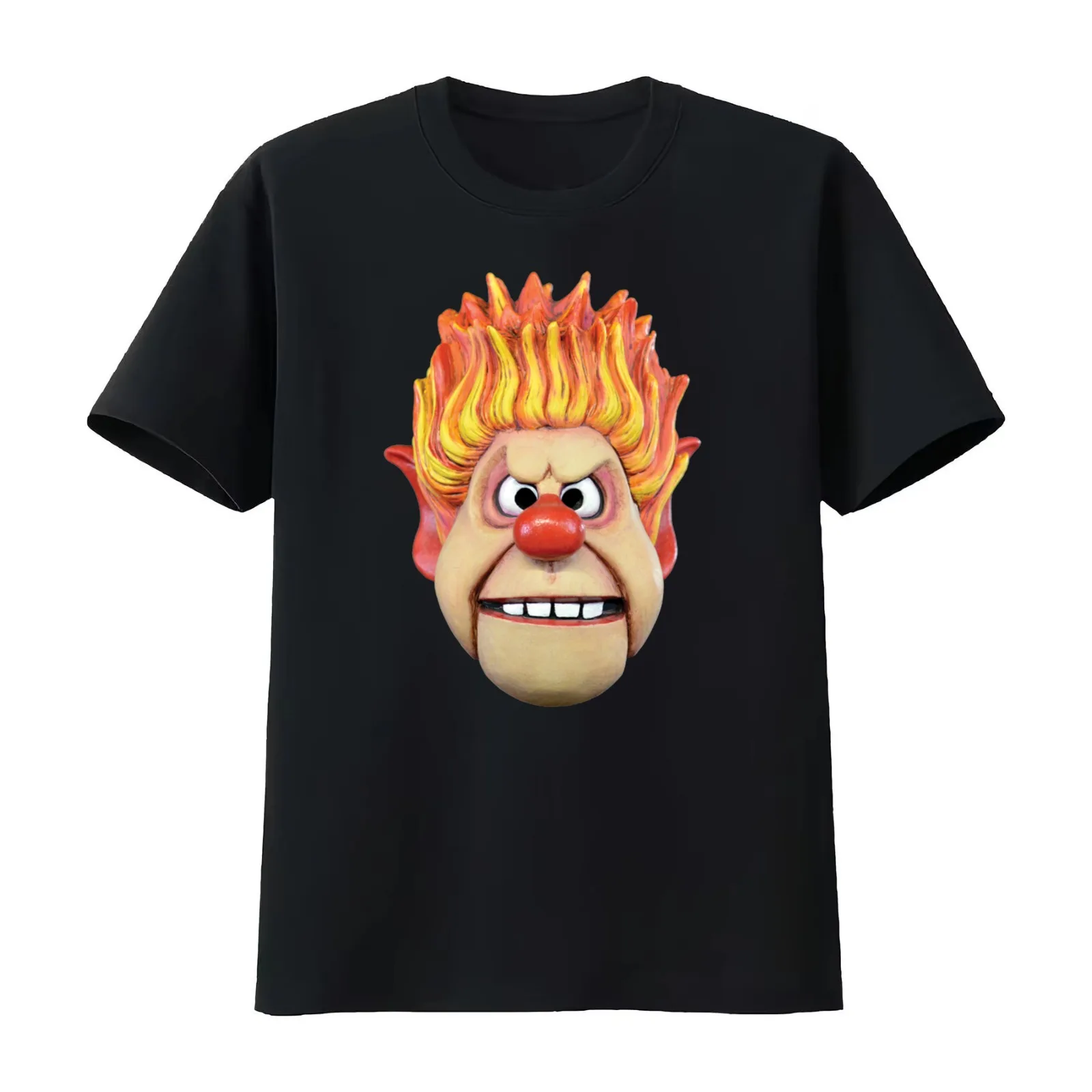 Heat Miser Head T-Shirt Summer Casual Cotton Tee Oversized Streetwear Tops Vintage Graphic Print Loose Fit Short Sleeve