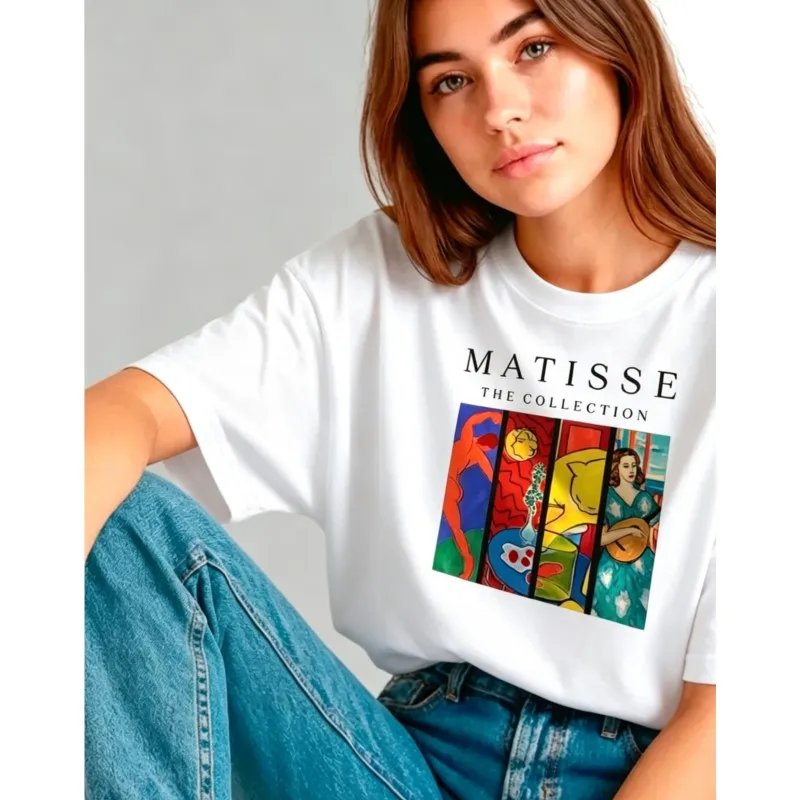 Spring Summer Cotton Women's T-shirts Print Beautiful Art Unique Clothes For Women Daily Office Study Casual Short Sleeved