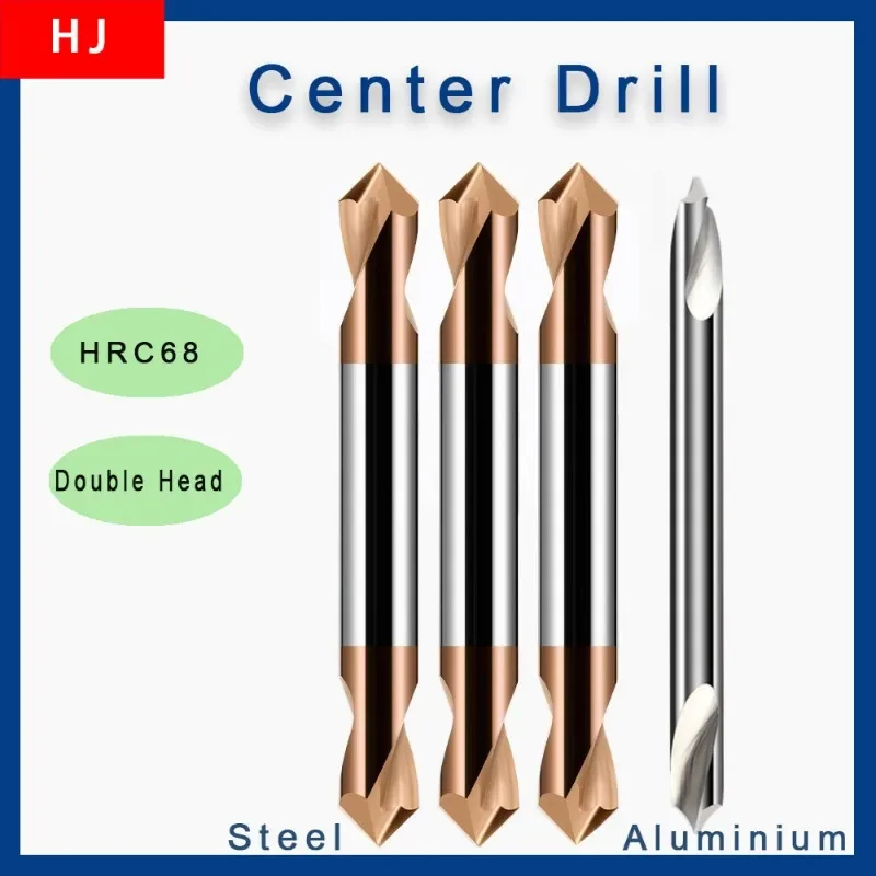 5PCS HRC55 Tungsten Steel Center Drills 90 Degree Carbide Spot Drills Carbide Double-head Metal Drill Bit CNC Tools Aluminium