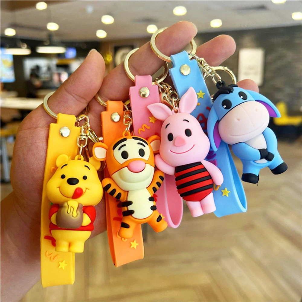 Disney Cartoon Keychain Puchatek Niedźwiedź Tygrysek Prosiaczek Śliczna Torba Breloczek Tornister Dekoracja Lalki Dzieci Breloczek Prezenty