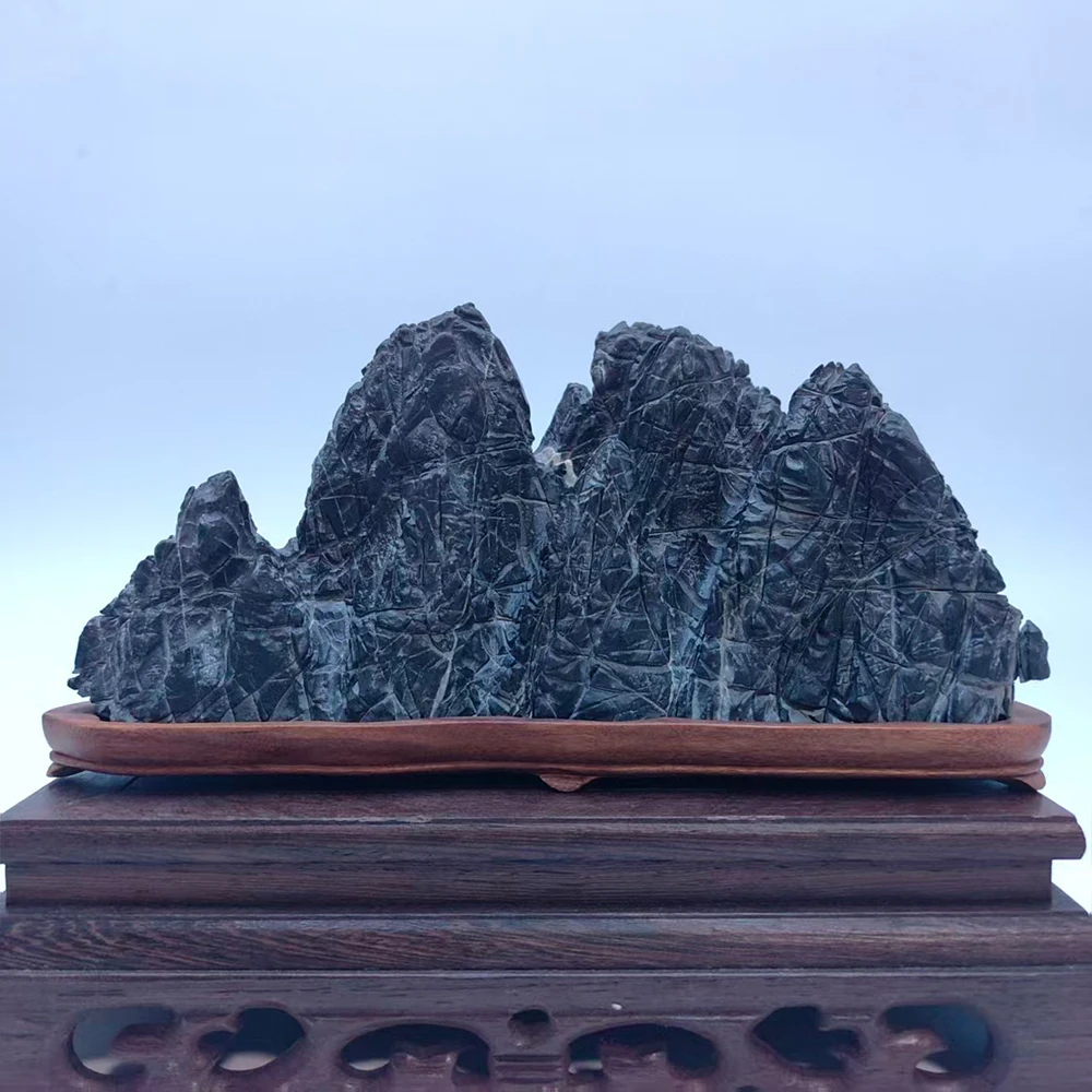 Natural Suiseki Black Mountain Rock - Decorative Rough Mineral Stone for Home Office Zen Garden Decor Piedra Decorativa