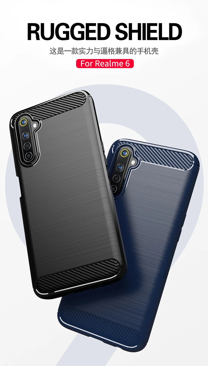 Shockproof Carbon Fiber Cover For OPPO Realme 6 Case OPPO Realme 6 6S 7 8 Pro C11 C21 Silicone Back Case For OPPO Realme 6 Pro