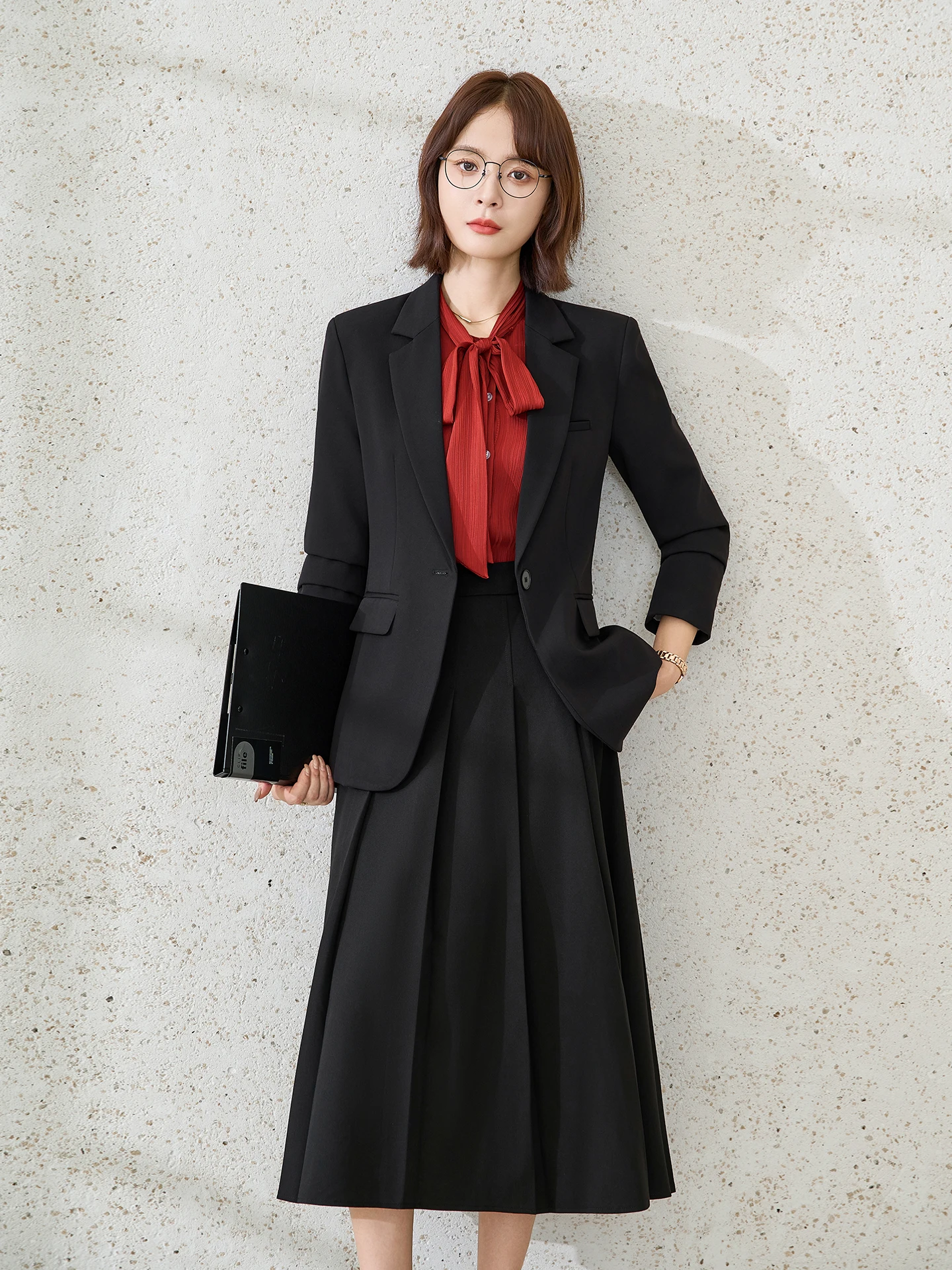 Black Suit Jacket Women's Interview Formal Wear Spring Autumn New Style University Student Career Ambition Ensemble Skirt
