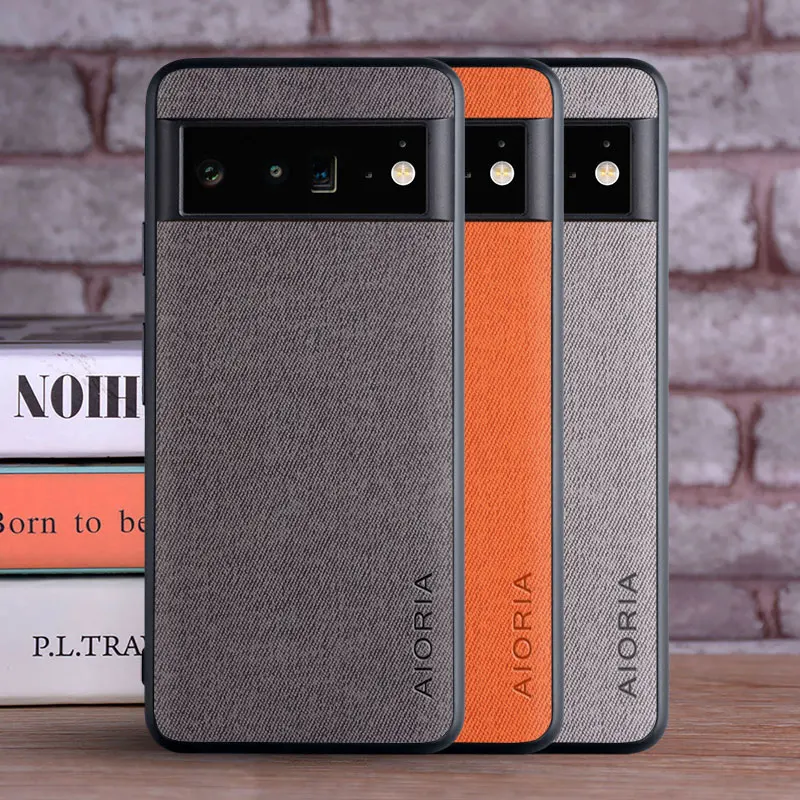 Luxury Textile Leather Case for Google Pixel 6 Pro 6A Soft TPU Hard Phone Cover Precise camera hole position Solid color Protect