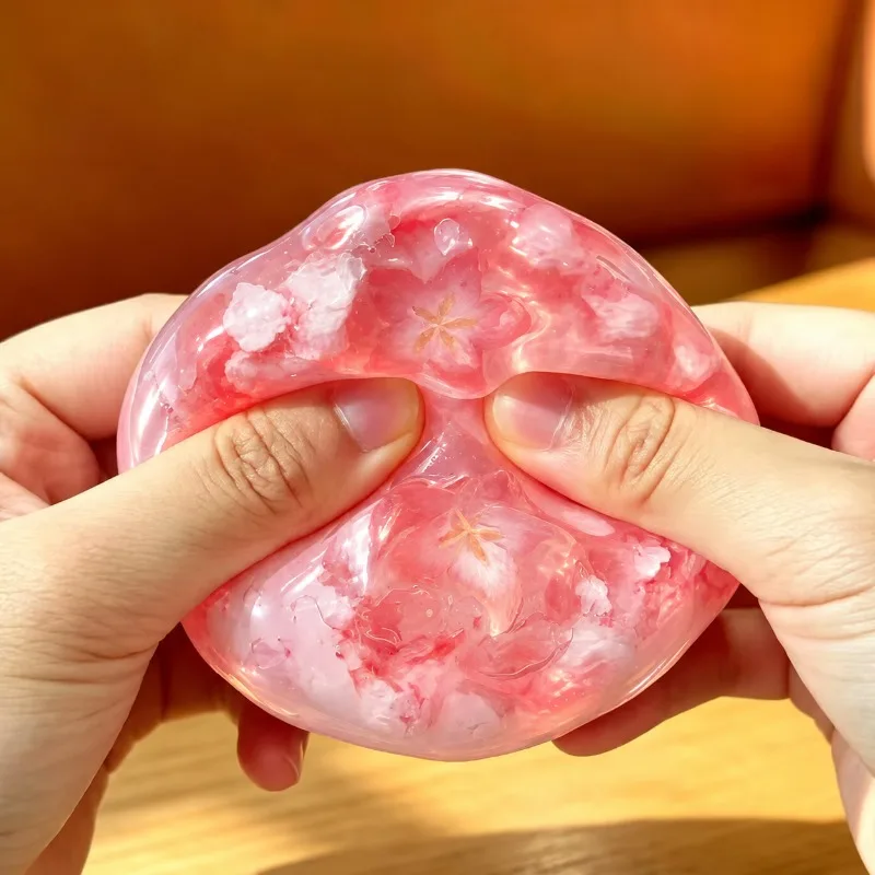 Knuspriger Sakura-Rosa Stressball, Formbarer Baustein-Quetschball, Nicht-Springender Quetschball, ASMR-Sensorisches Spielzeug für Erwachsene, Stressabbau-Spielzeug – Detail 6