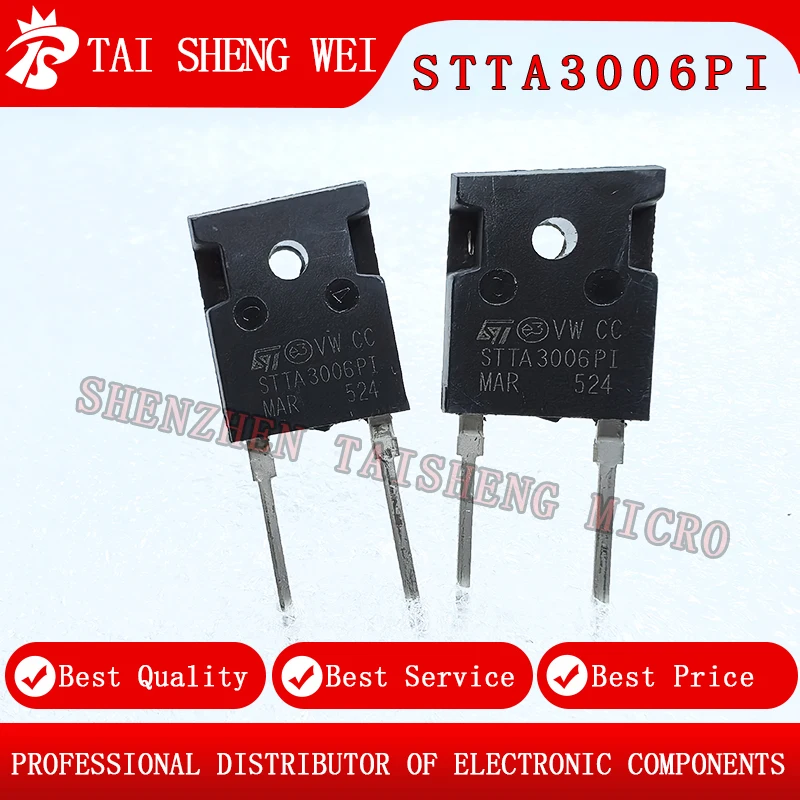 5pcs brand new STTA3006PI STTA3006 TO-218 fast recovery diode 30A 600V brand new