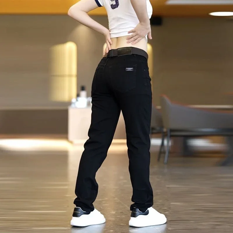 가을 남성 슬림 청바지 블랙 스키니 클래식 캐주얼 데님 바지 사무실 파티를위한 데일리 카우보이 바지 남성 연필 바지