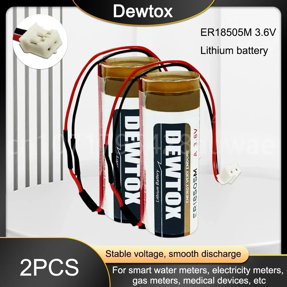 2PCS NEW Original ER18505M Lithium Battery 3.6V 3500mah ER18505 18500 PLC Control With White Battery