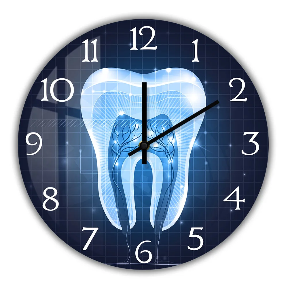 Tooth Anatomy Art Wall Clock For Dental Clinic Office Dentist Gift Medical Artwork Modern Design Home Decor Clock Wall Watch