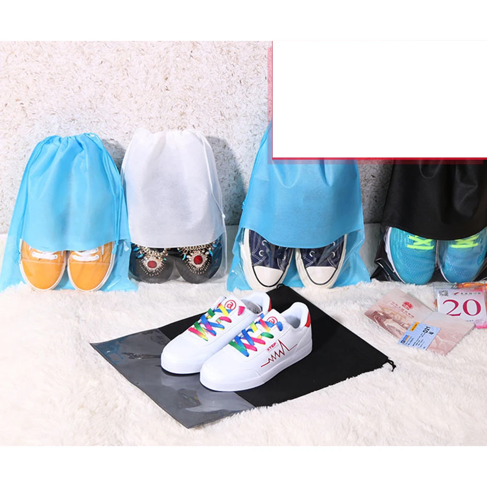 

10pcs Non Woven Slippers Bags Storage Drawstring Packaging Shoe Organizer Dust Proof Travel Home Closet Luggage Accessories