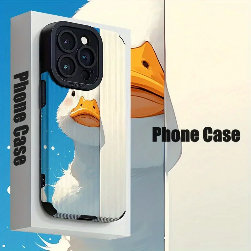 For Samsung S25 Cute Curious Duck Illustration Blue Aesthetic Soft TPU Protective For Galaxy S25/S24/S23/S22 and A Series Models