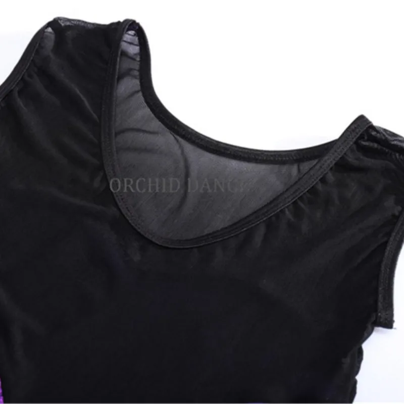 High Quality Breathable Kids Girls Children Mesh Rhinestones Purple Gymnastics Leotards