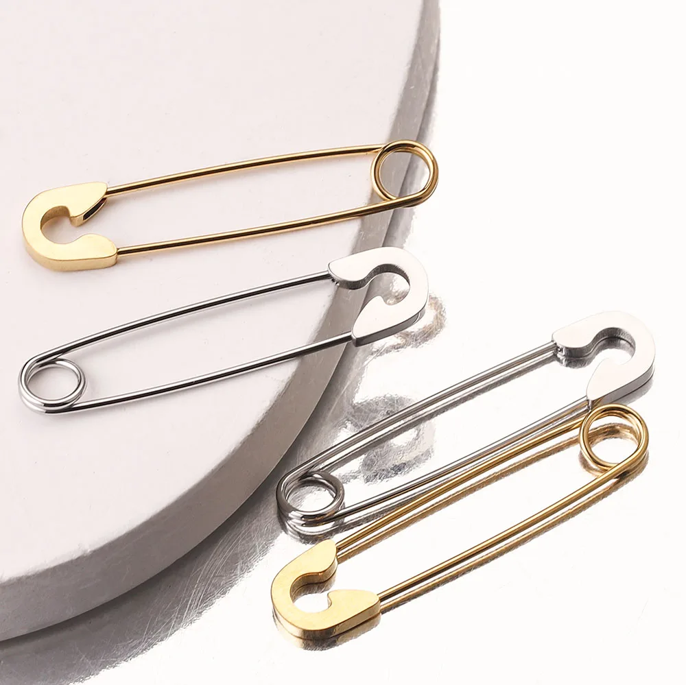5pcs Stainless Steel Safety Pins Gold-Plate Brooch Badge DIY Pins Jewelry Findings Sewing Craft Making Supplies Accessories