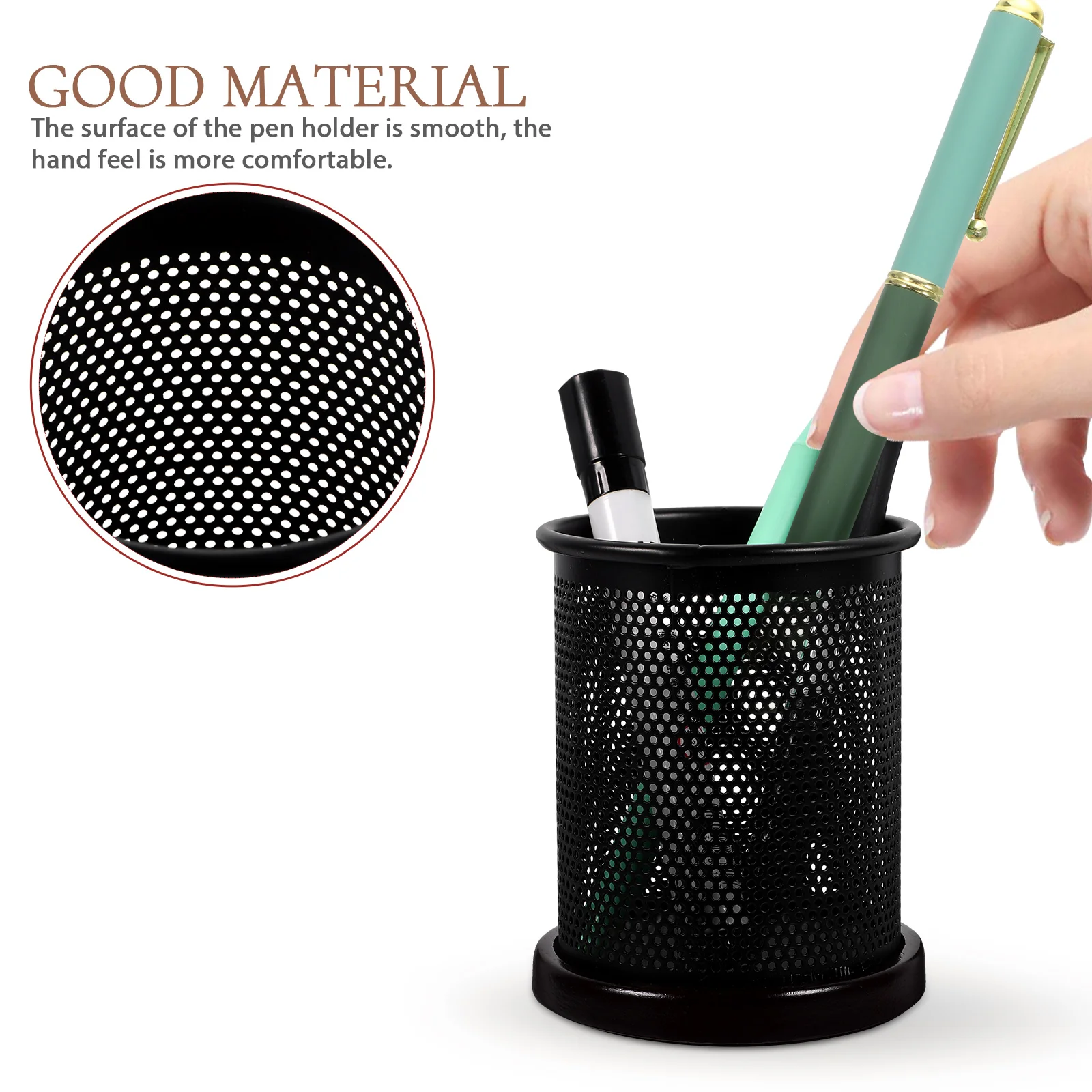 

Sturdy Metal Mesh Pencil Holder Desktop Pen Organizer Makeup Brush Cup Pen Container For Office School Desk Storage