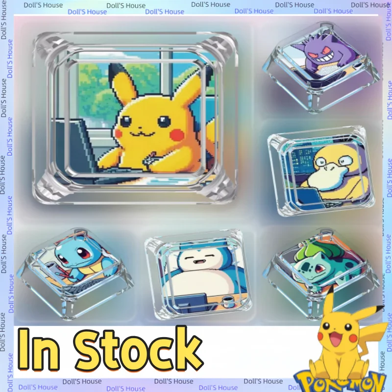 

Creative Workman Style Pokémon Doll Transparent Single Keycap Cartoon Cute Snorlax Pikachu Cross Axis Mechanical Keyboard Keycap