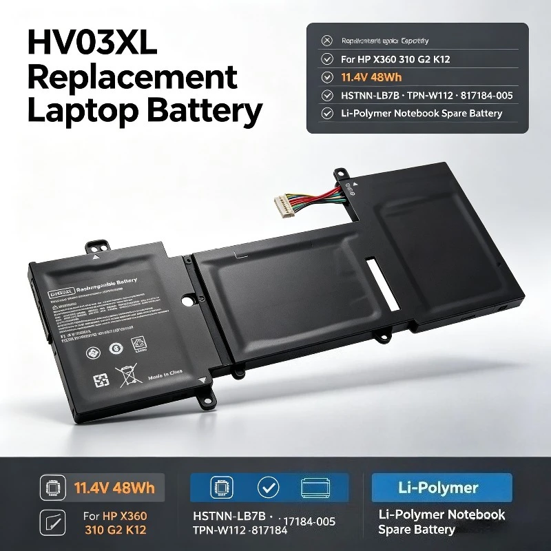 HV03XL 11.4V 48Wh Laptop Battery For HP X360 310 G2 K12 HSTNN‑LB7B TPN‑W112 Rechargeable Replacement Battery Pack