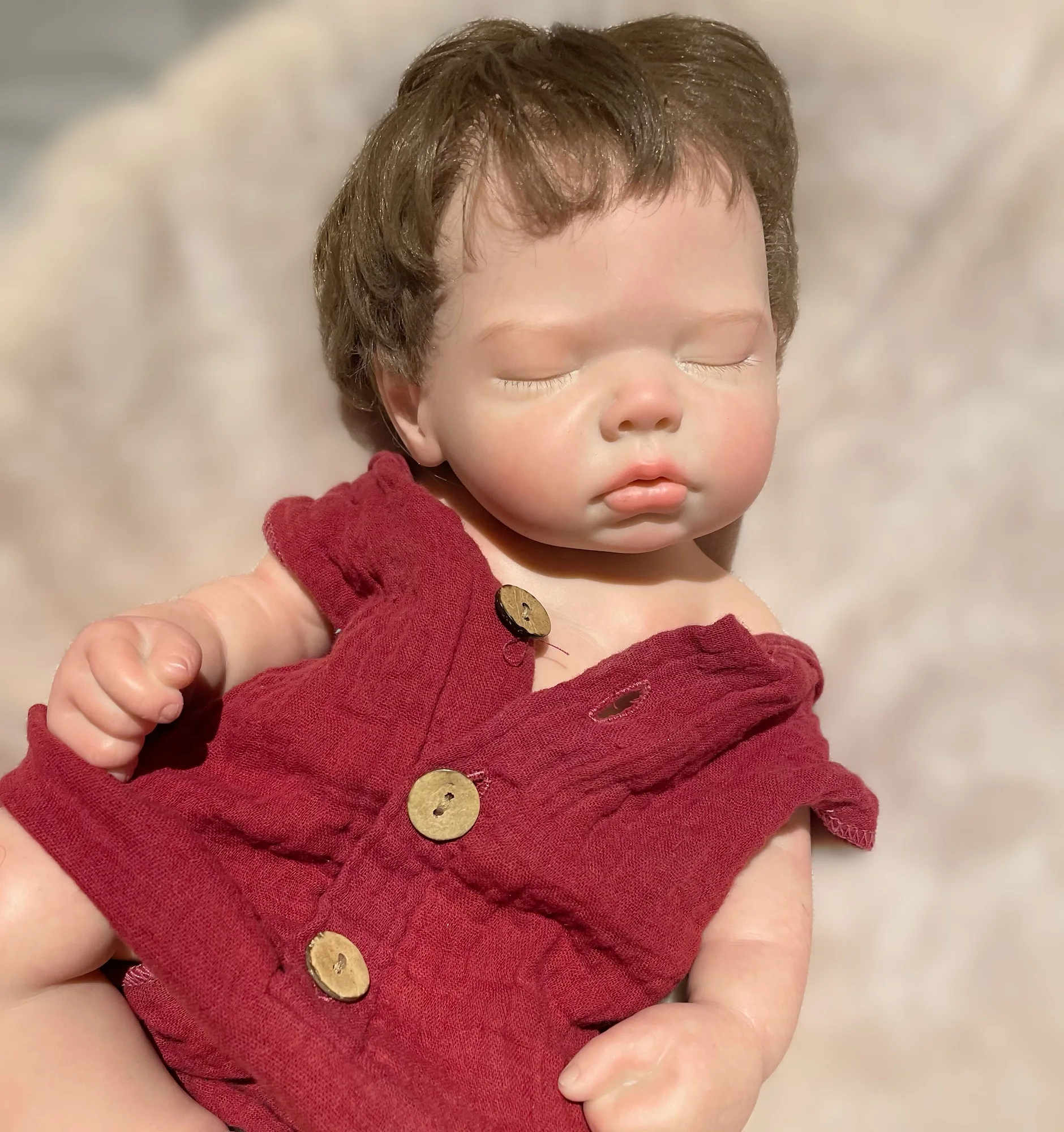 

40cm Close Eyes Silicone Reborn Girl Doll With Rooted Hair Washable Silicone Bebe Reborn Girls For Children's Gift