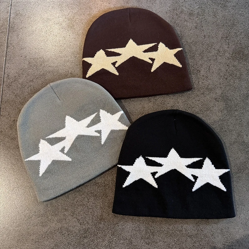 Y2K Pentagramm-Strickmütze, Herbst-Winter, Street-Style, neu, Unisex, warm, persönlich, vielseitig, modisch, Nischen-Beanies〔CC55〕