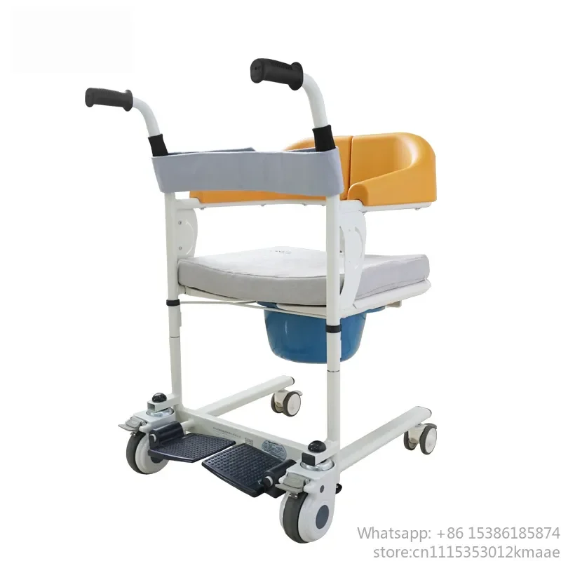 Vequyn Transfer wheelchair Hospital Disabled Nursing Adjustable Transfer Toilet Bath Commode Chair with Wheels