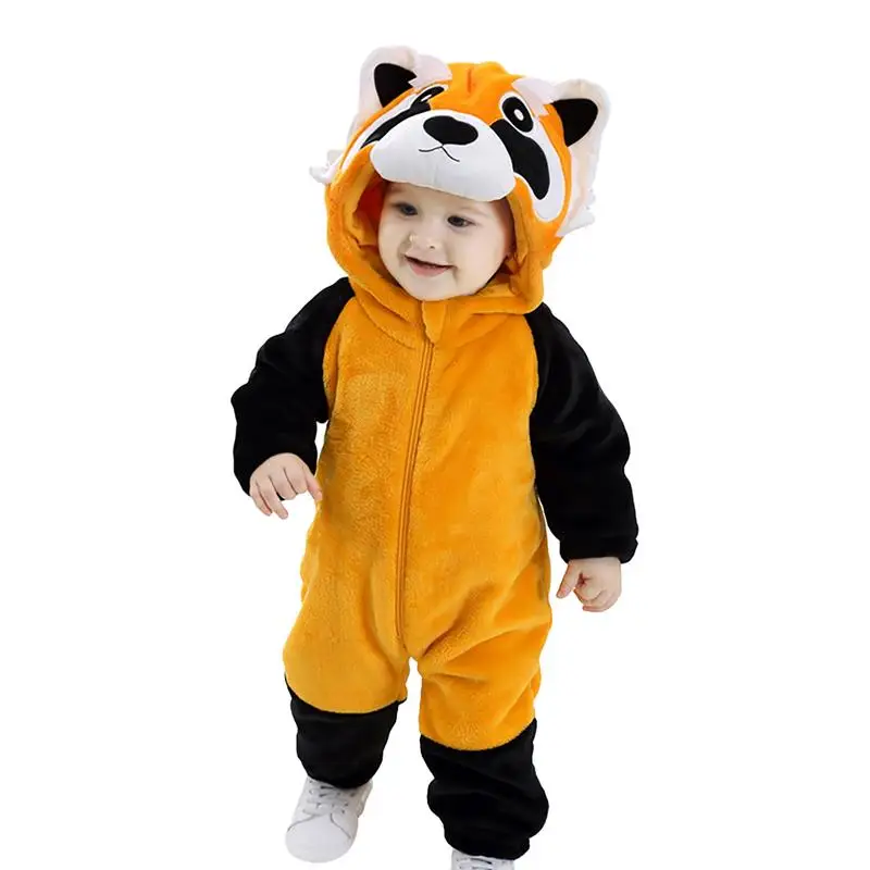 cute Baby Romper Winter Costume Toddler Infant Clothes Kids Overall Animal Jumpsuit cartoon Raccoon Onesie for Girls Boys Bebe