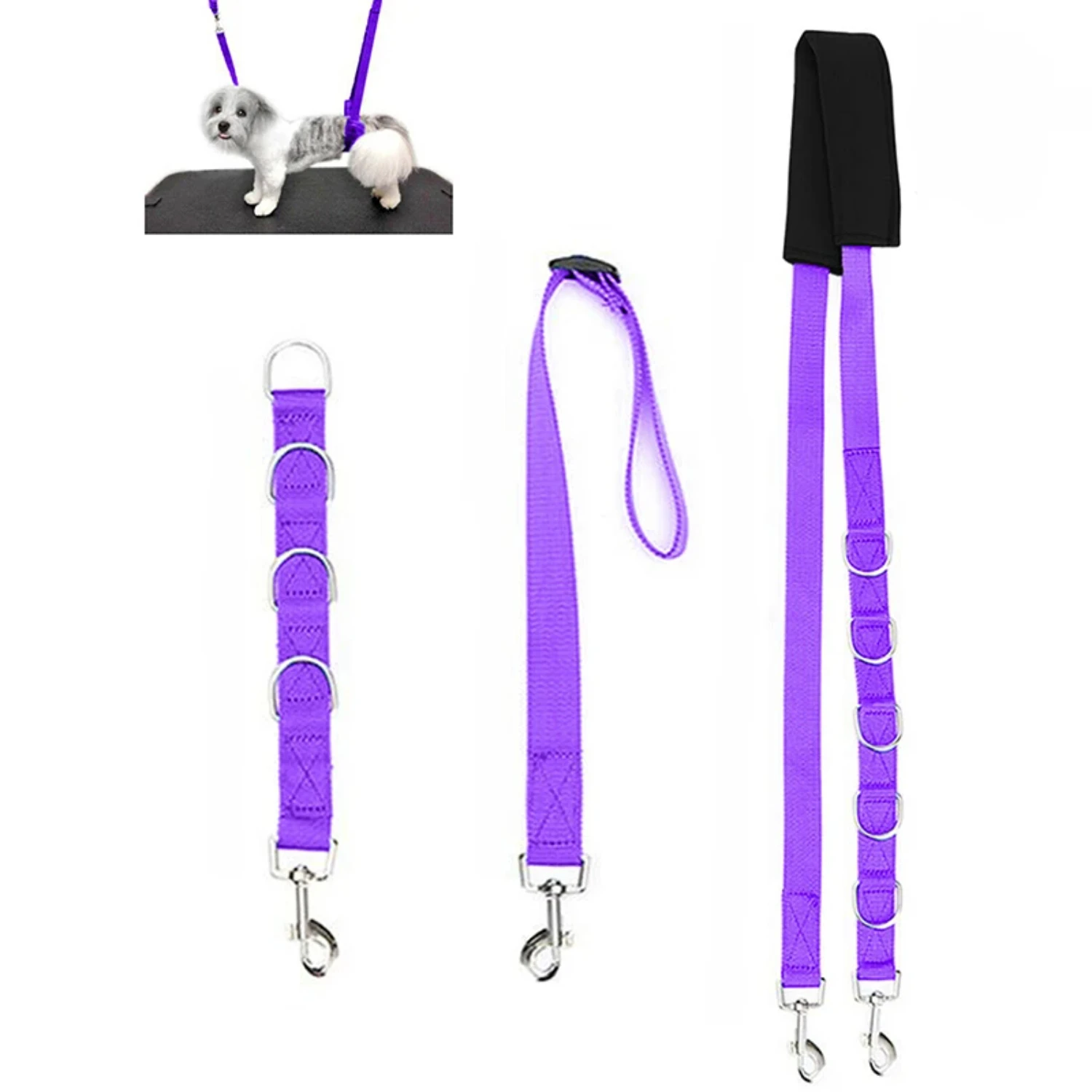 

3Pcs/Set Dog Grooming Belly Strap D-rings Bathing Band Pet Supplies Adjustable Free Size Pet Traction Belt Collar Dog Harness