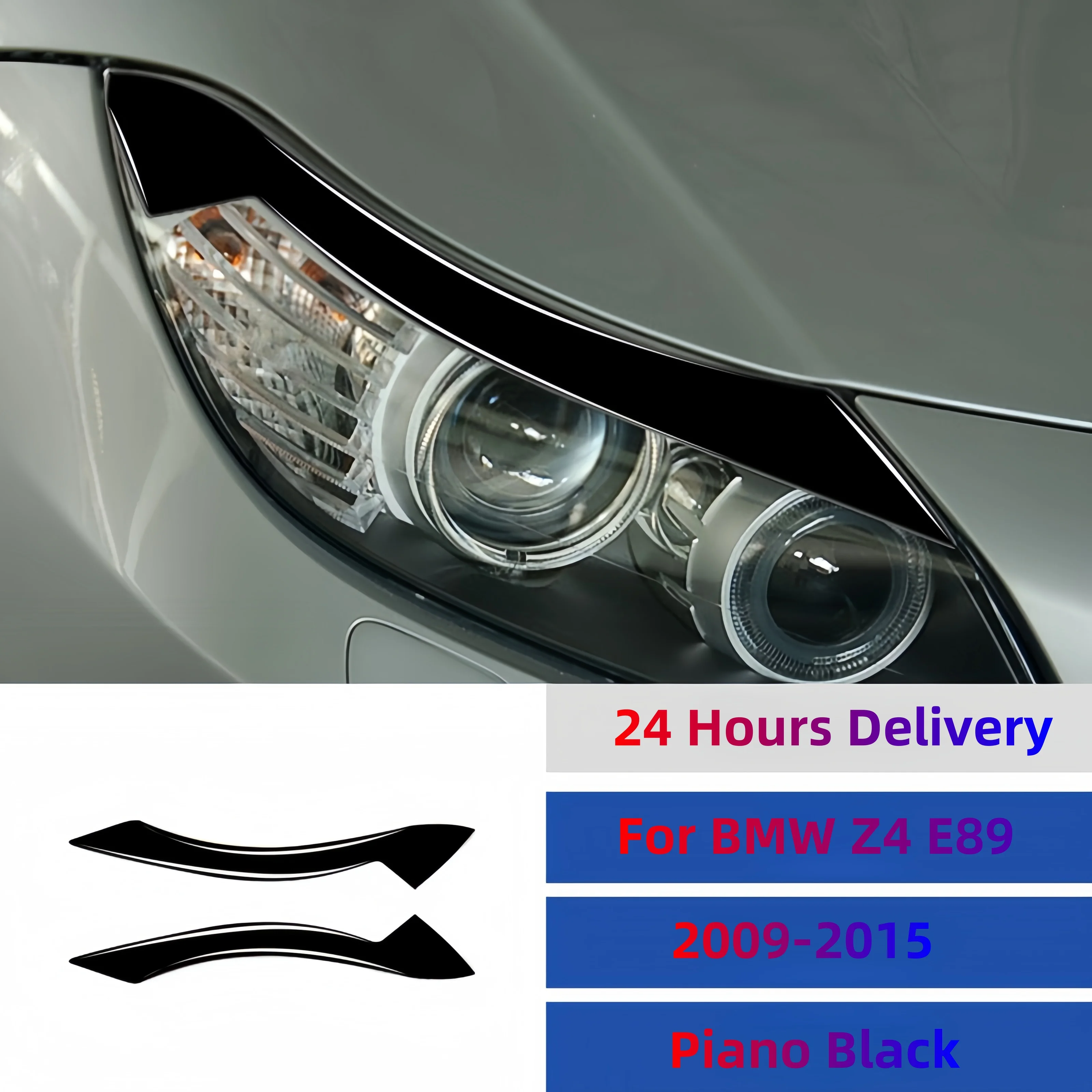 

For BMW Z4 E89 2009 2010 2011-2015 Piano Black Front Headlight Eyebrow Eyelid Eyelash Cover Trim Car Exterior Tuning Accessories
