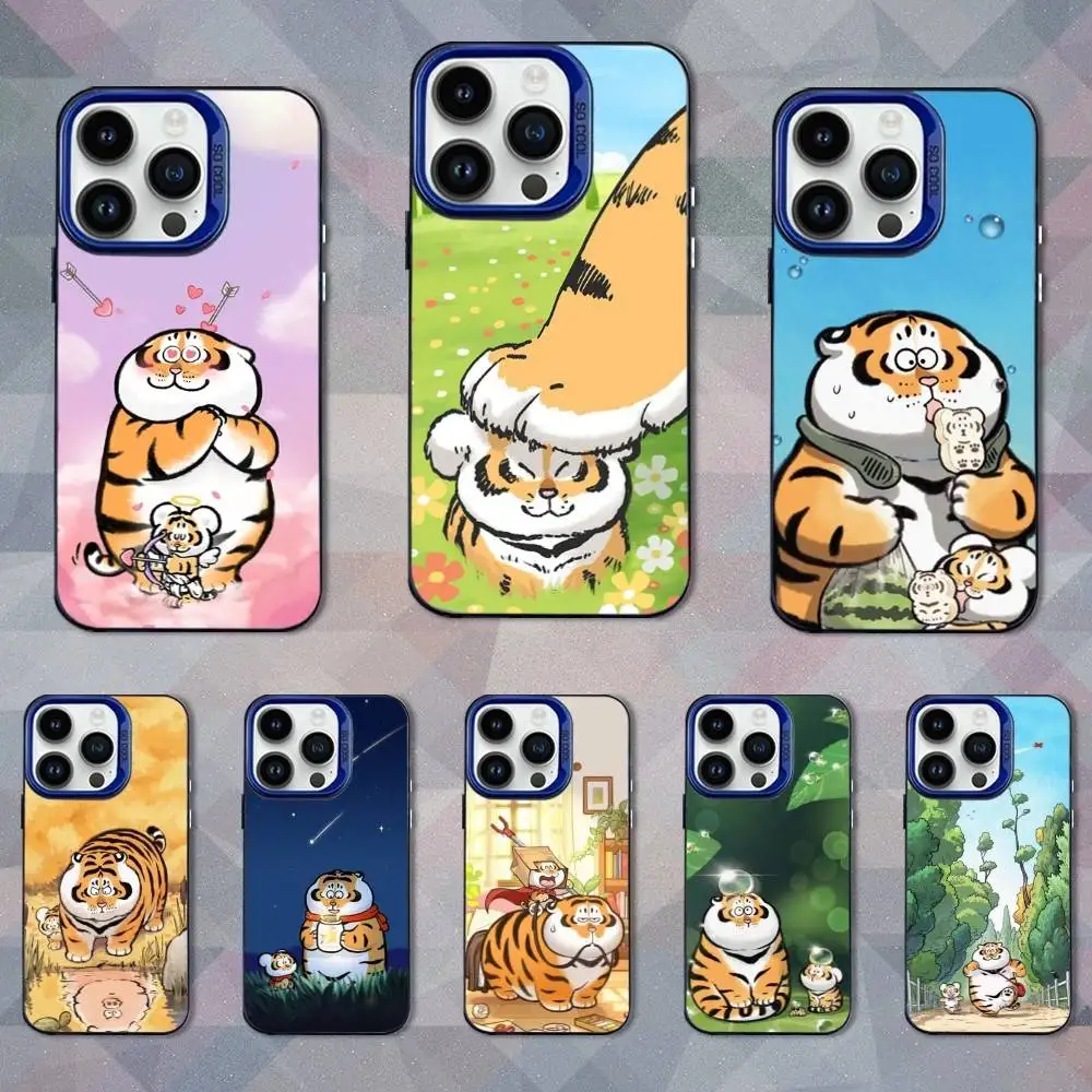 

Cartoon Tiger Cute Art Phone Case For iPhone 16,15,14,13,12,17,11,Mini,Pro,SE,XS,MAX Blue Matte Silicone Cover