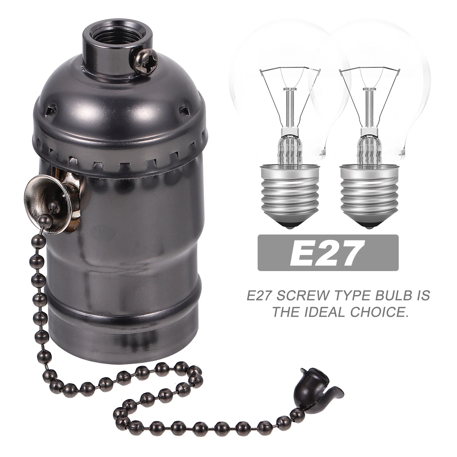 

E27 Lamp Holder Vintage Style Aluminum Bulb Socket Pendant Light Fixture Decorative Base Industrial Lighting Adapter