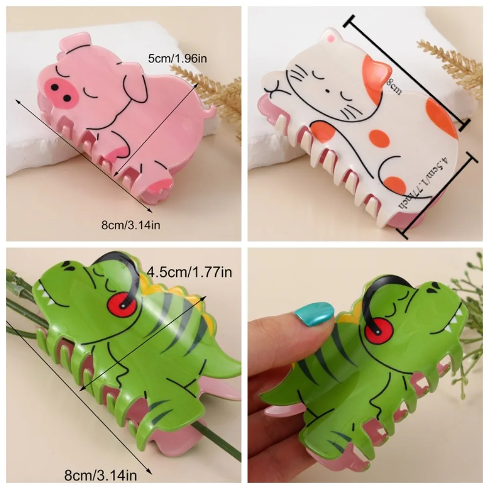 Garra de cabelo animal acetato de crocodilo para crianças, grampo de cabelo animal de ácido acético piggy caranguejo estilo coreano Cartoon Shark Clip para crianças