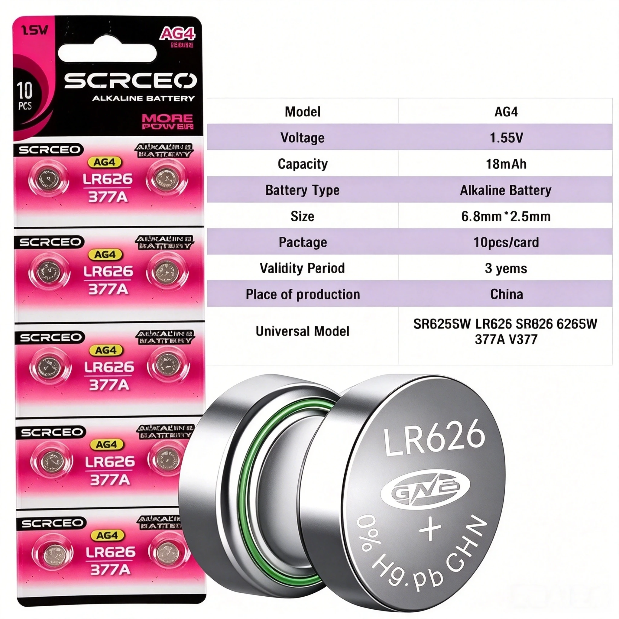 50-100PCS  AG4 LR626 Button Battery 1.55V Watch Alkaline Battery 377 SR626SW 377A CX66W Cell Coin  Battery For Watch Toys Clock