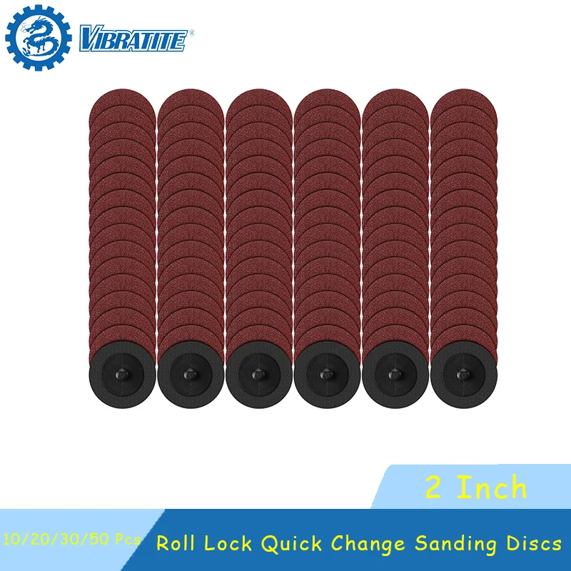 Roll Lock Quick Change Sanding Discs 2 Inch Aluminum Oxide Surface Conditioning Disc 10/20/30/50 Pcs for Polishing Metal Wood