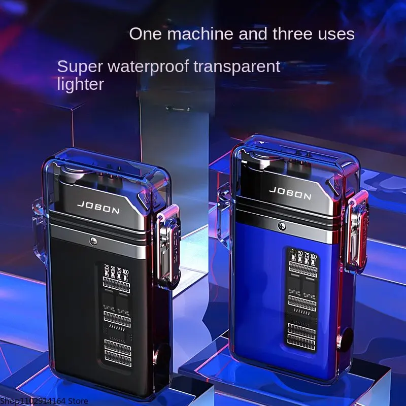 Zhongbang's New Emergency Light with Cigarette Holder One Machine Three-purpose Multi-functional Lighter Transparent Arc Lighter