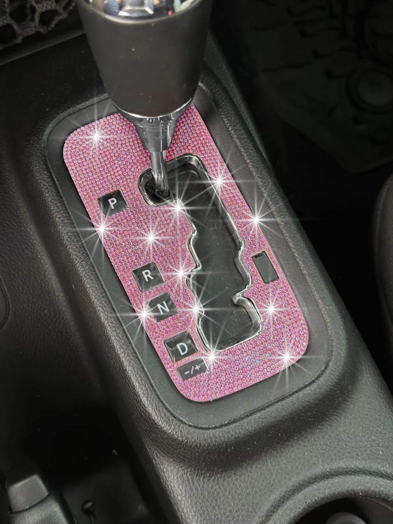 1pc Sparkling Rhinestone Car Gear Shift Box Decorative Sticker Panel Cover Suitable For Styling Interior Female Car Accessories