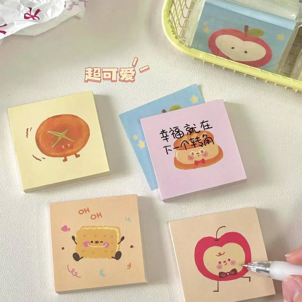 4pcs Cute Cartoon Memo Pad Mini Convenience Store Series Student Portable Non Sticky Note Taking Notebook